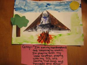 What Grey thinks of camping (from school)