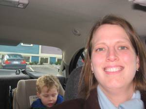 The car as seen in the rear view mirror. The car as seen in the rear view mirror.