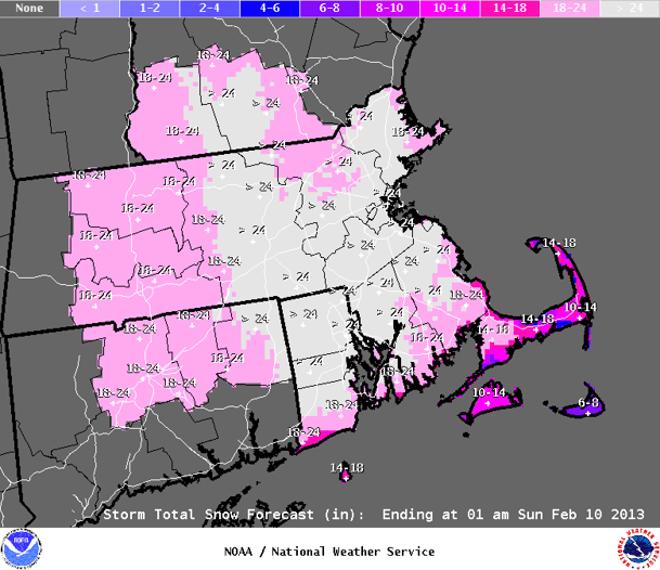 Nemo snowfall predictions