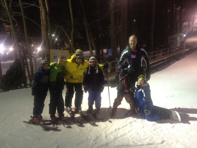 The Y teachers/ski instructors are freaking saints. My two lunatics are on the left.
