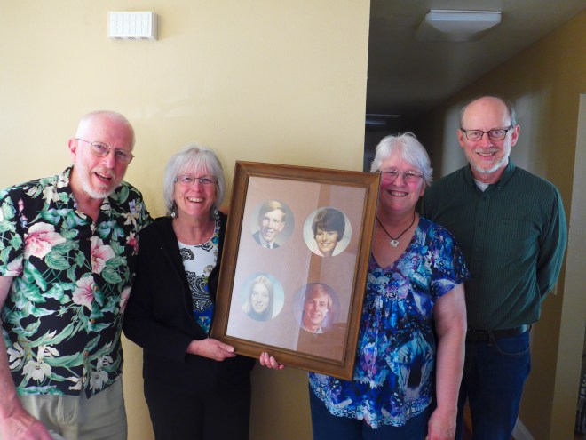 The four siblings - then and now