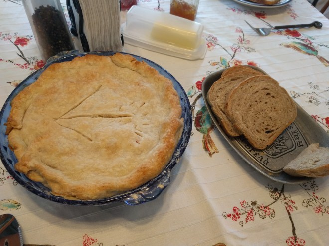 Pot pie and bread
