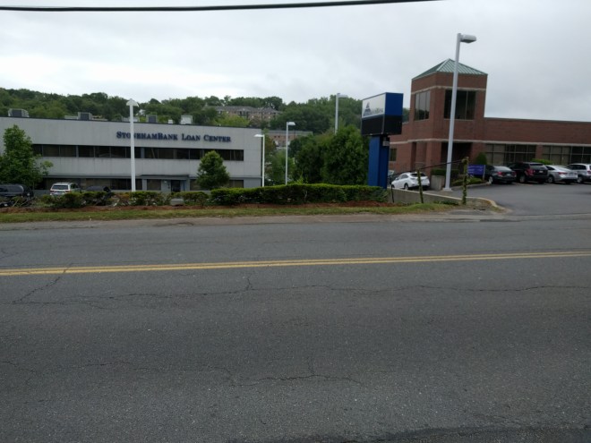 No sidewalk there, either