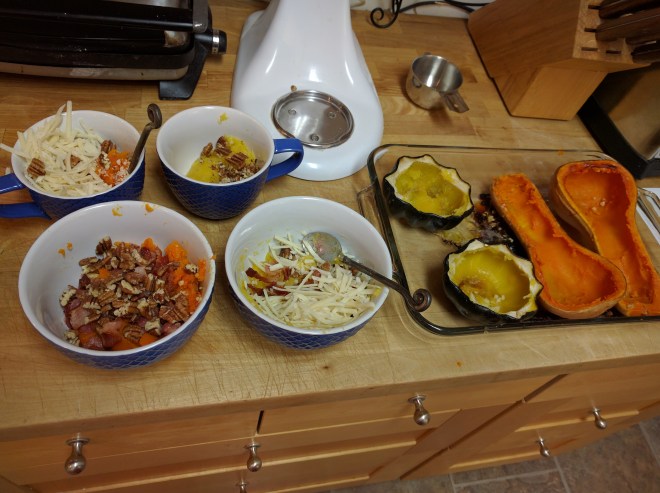 Butternut or acorn, bacon or vegetarian, asiago or gruyere