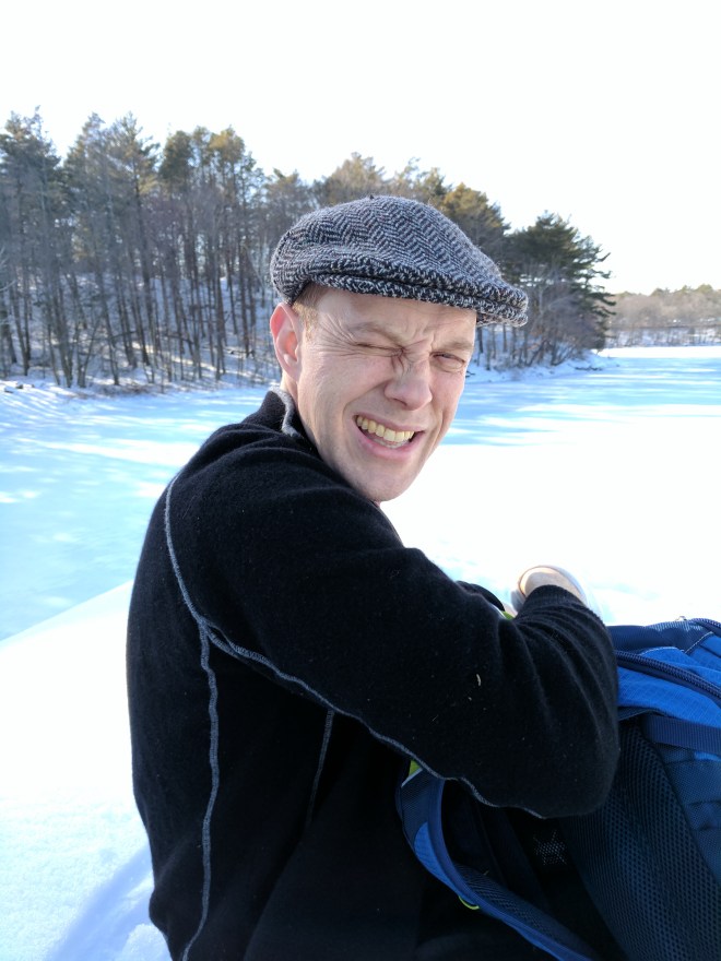 Snow shoeing in warm temperatures and bright sunshine!