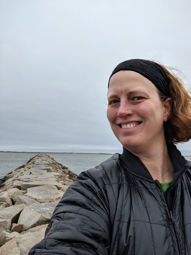 Me, on a stone breakwater