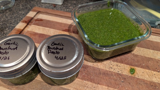 The finished pesto - absolutely bright green